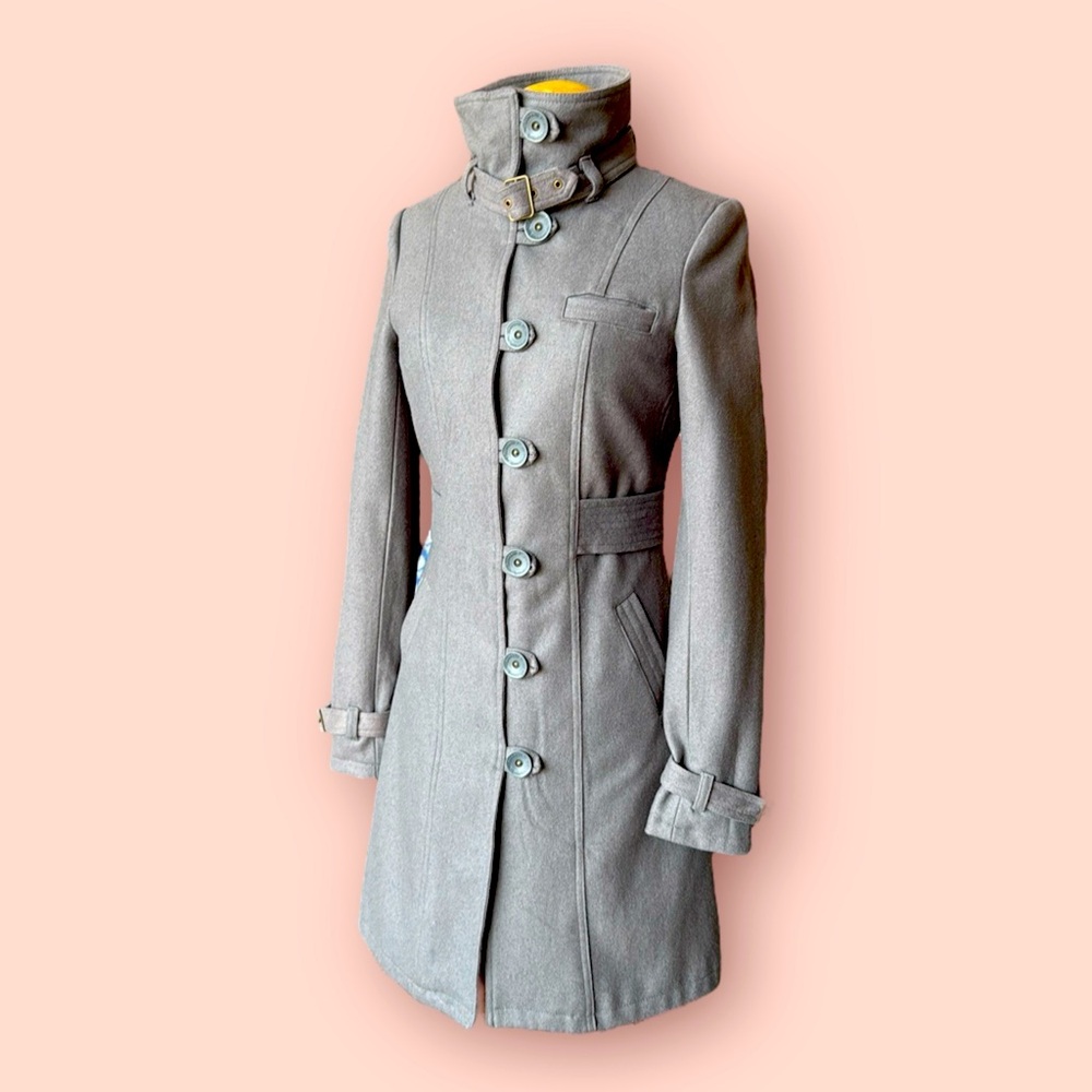BILLABONG wool Coat - car coat XS military pockets ZIPPER button military style